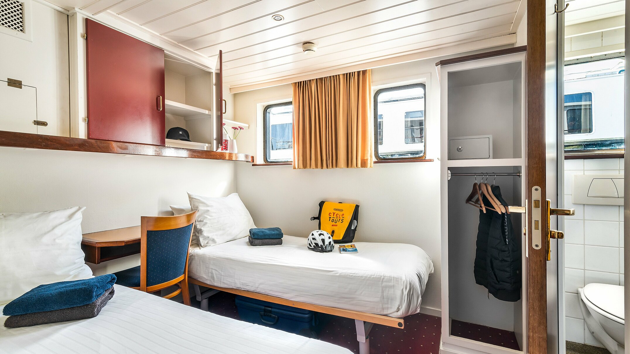 Cycletours Holidays Barges Sailing Home Twin Cabin Closet